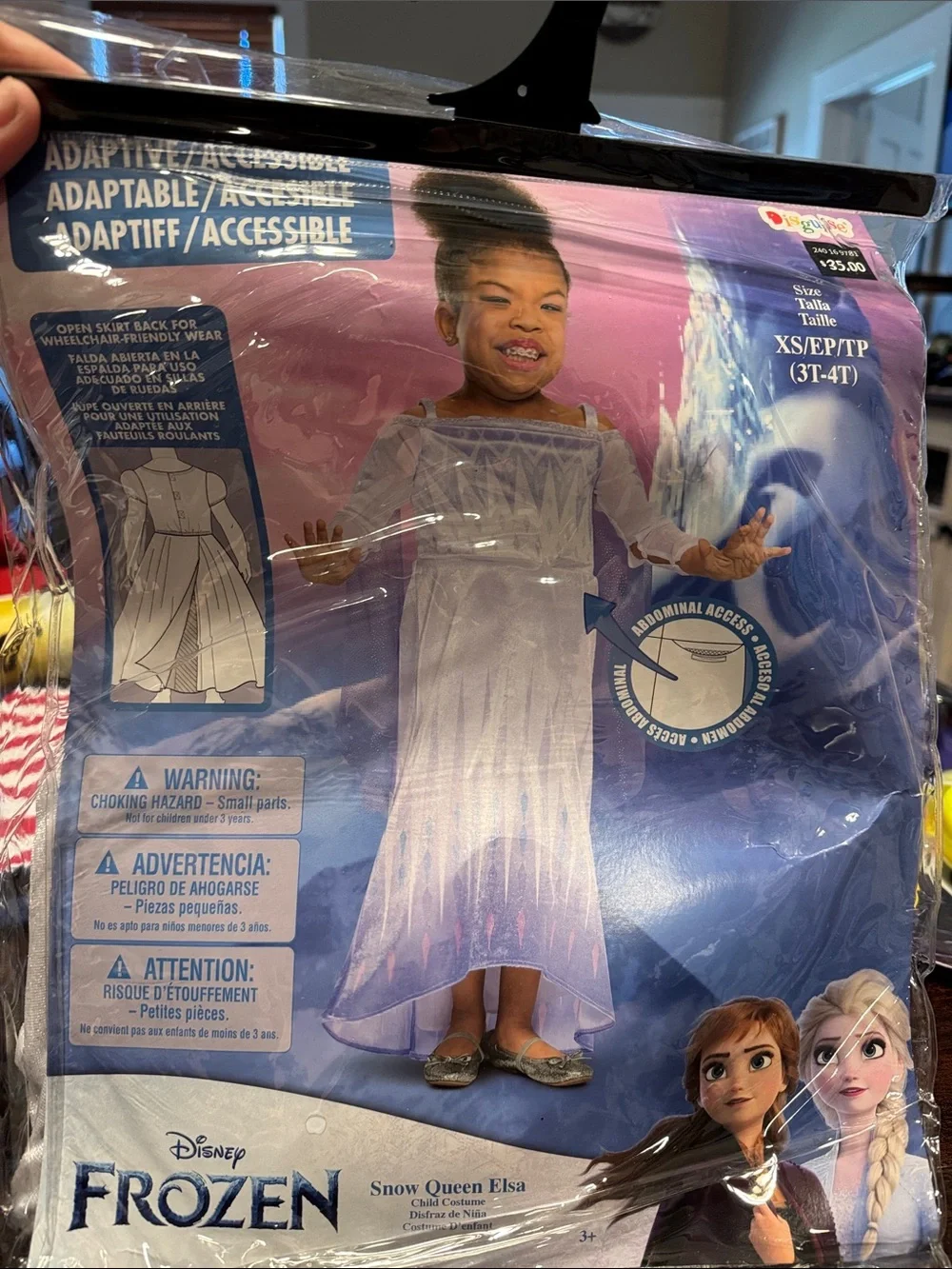 Disney Frozen Elsa Snow Queen Costume in White and Light Purple ADAPTIVE